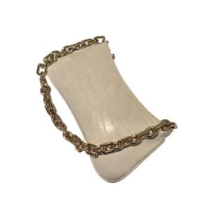 Zara Cream and Gold Clutch with Elegant Detailing